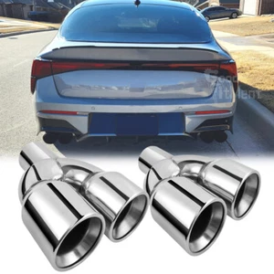 9.7" Quad Exhaust Tip 2.5" in 3.5" Out Pipe Tail For 2021-2025 Kia K5 2.5L 1.6L - Picture 1 of 19