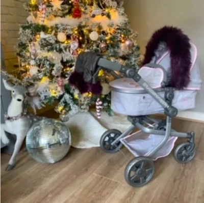 Lujo Púrpura Pequeñas Universales Muñecas Pram Piel Recorte, Manzana/Calentador de Manos Set Foto 1 de 3