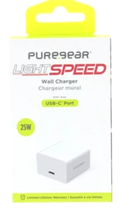 PureGear 25 Watt LightSpeed Wall Charger with Single USB-C Port - White - Picture 1 of 5