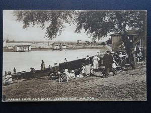 Essex MALDON Marine Lake & River Blackwater PICNIC SCENE - Old Postcard - Picture 1 of 2
