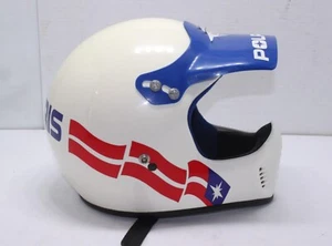 Vintage POLARIS Snowmobile ATV Helmet XXL Red White Blue DOT BELL 1990's w/Visor - Picture 1 of 13