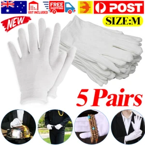 5 Pairs Hands Soft Cotton Costume Jewellery White Gloves Work Protector Handling - Picture 1 of 12