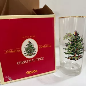 Vintage Spode Christmas Tree Set of 4 Highball Glasses 14 oz Made in England - Picture 1 of 2