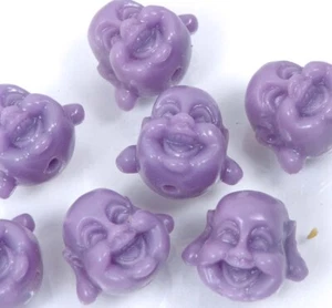 6 pequeñas cuentas 3D de resina lavanda coral Happy Buddha 12x14 mm - Imagen 1 de 3