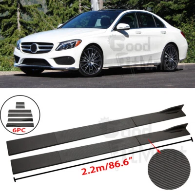 Extensión de faldones laterales de fibra de carbono 86,6" para Mercedes Benz C200 C250 C300 C350 Foto 1 de 4