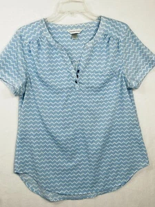 Blusa Christopher & Banks Tops Mujer Pullover Chevron Manga Corta Azul Talla M - Imagen 1 de 6