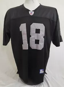 Camiseta deportiva vintage de los Oakland Raiders para hombre talla 54 negra Reebok Randy Moss #18 NFL de colección - Imagen 1 de 12