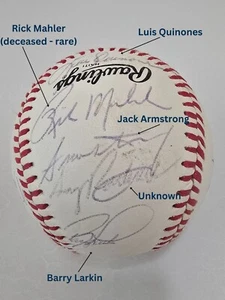 1990 WS Champs Cincinnati reds 21 autograph ONL baseball - LARKIN MAHLER - RARE - Picture 1 of 10