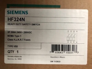 Siemens HF324N 200A 240V Interruptor de seguridad fusible Desconexión NEMA TIPO 1 NUEVO EN CAJA - Imagen 1 de 1