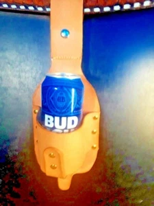All Leather BEER CAN/BOTTLE Holster -"MY BEER" read the word FREE in item - Picture 1 of 11
