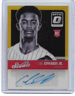 Carl Edwards Jr Donruss Optic RC Card Auto Gold Refractor First 1 Autograph 1/10 - Image 1 of 2