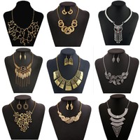 Fashion Womens Metal Necklace Bib Choker Chunky Statement Pendant Chain Jewelry 