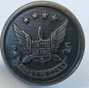 Botones de metal grandes vintage de United Airlines para tripulación de vuelo de Waterbury Button Co - Imagen 1 de 4