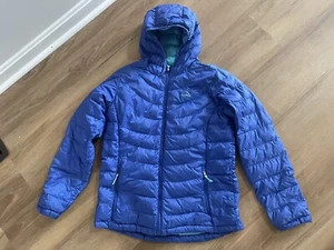 LL Bean Jacket Youth Girls Extra Large Blue Down Hooded Full Zip - Picture 1 of 7