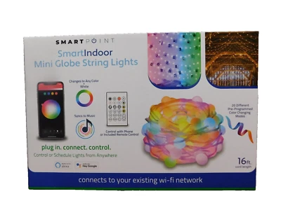 SMARTPOINT 16 FT Long USB Powered 5v Smart Indoor String LED Mini Globe Lights - Image 1 of 4