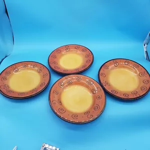 "4 platos de cena mesas ilimitadas ambrosía naranja mandarina 11"" pintados a mano" - Imagen 1 de 8