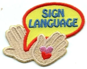 SIGN LANGUAGE iron On Patch  - Picture 1 of 1