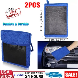 2X New Car Wash Gloves Microfiber Clay Towel Detailing Cleaning Rag Bar Mitt - Picture 1 of 13