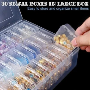 Bead Organizer Box 30Pcs Small Clear Plastic Bead Storage Containers with Hinged - Picture 1 of 7