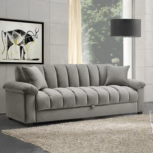 Chesterfield 3 Seater Sofa Bed Velvet Soft Button Couch Settee Sofabed Sleeper - Picture 1 of 13