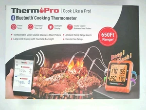 Termómetro Therm Pro Bluetooth con pantalla LCD grande 4 sondas - rango de 650 pies - Imagen 1 de 11