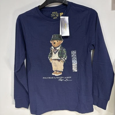 Polo Ralph Lauren Boys Polo Bear Cotton Jersey Long-sleeve Tee Navy Size M(10-12 - Image 1 of 4