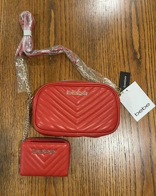 BEBE Tyler Camera Red Quilted Crossbody Purse with Removable Wallet - Image 1 of 4