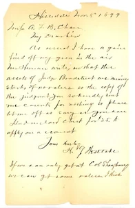 1899 Handwritten Letter Signed H.G. Westlake Judge Bradstreet 19th Century - Picture 1 of 3