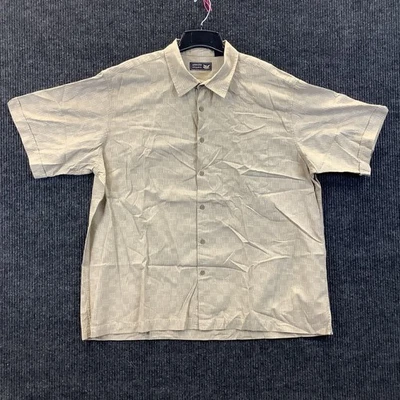 Arrow Blue Jeans Co Shirt Mens 2XL Beige Tan Short Sleeve Button Up Striped - Image 1 of 4