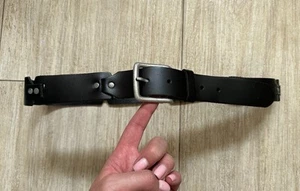 Cinturón de cuero vintage para hombre negro con soporte - Imagen 1 de 7