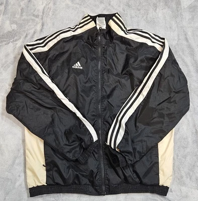 Vintage Adidas Full Zip Lined Windbreaker Jacket Men's Size Large Cream/Black - Image 1 of 4