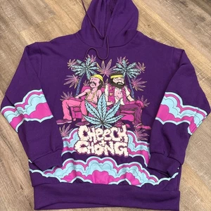 Cheech & Chong Purple Hoodie Small Pot Leaf Psychedelic Up in Smoke - Picture 1 of 12