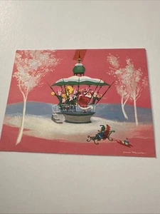Vintage James Warren Greeting Card Christmas Watch Santa Marry Go Round BB21 - Picture 1 of 6
