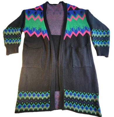 Cárdigan Suéter De Colección Y2K Años 80 Para Mujer XL Arte Pop Nueva Ola Geométrico Suroeste Foto 1 de 4