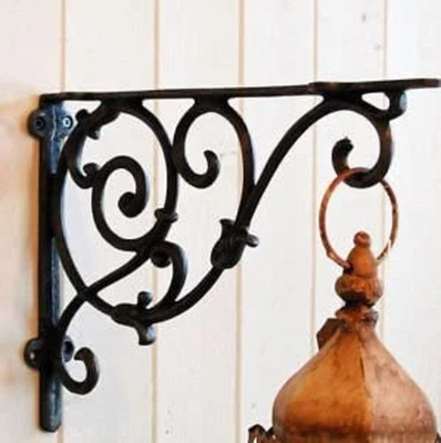 Rustic iron shelf brackets shelving vintage old style fancy decorative shelving - image 1 of 4