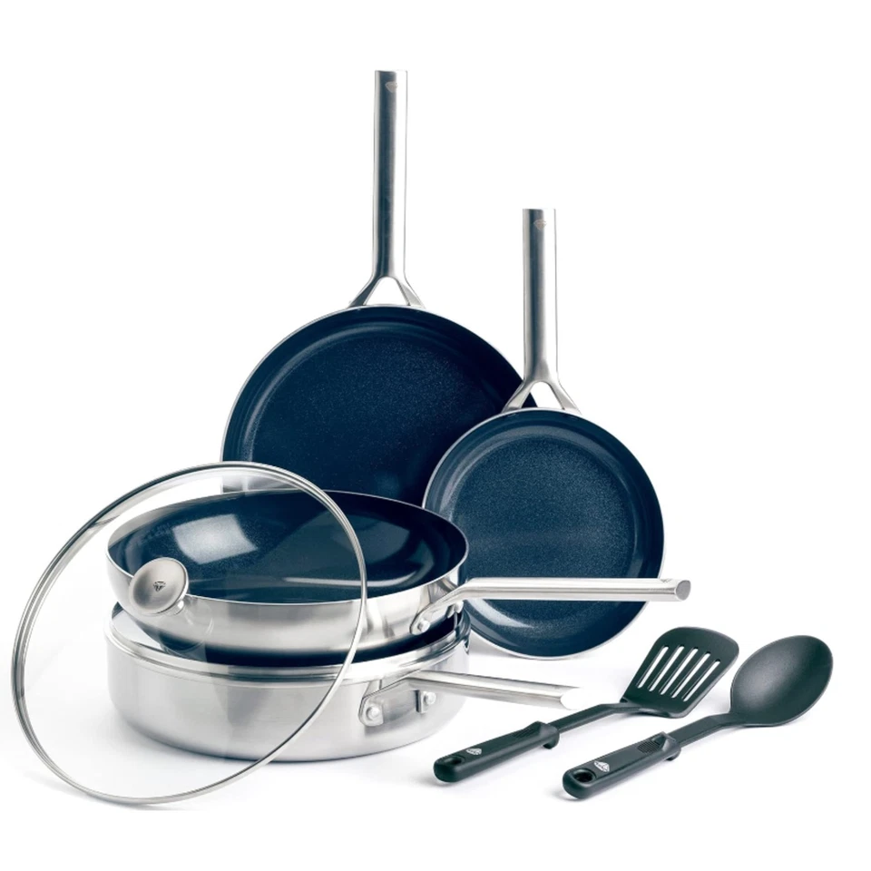 Blue Diamond Cookware & Utensils Set 7 PC Ceramic Non-Stick PFAS-Free (Open Box)