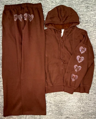 Victoria's Secret Rosa Bling Corazón Campus FZ Sudadera con Capucha + Pantalones Conjunto Ganache XL NUEVO CON ETIQUETAS Foto 1 de 4