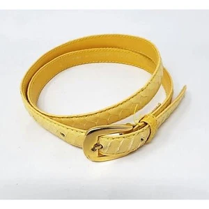Women's Vintage Charter Club Yellow Genuine Snakeskin Belt Skinny Fit 23-27.5" - Picture 1 of 7
