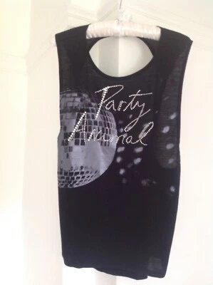 Дамы La Senza домашняя одежда открытый витой задняя топ черный/серебристый, размер S/P 8-10 новый - Изображение 1 из 4