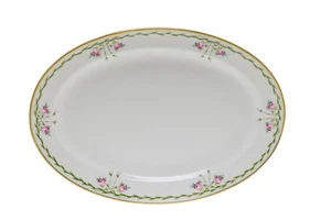 Minton Pink Roses Green Leaves Gold Trim 13" Oval Platter Globe Backstamp - Picture 1 of 3