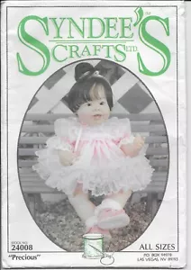 Syndee's Crafts Precious Doll Dress Pattern 24008 10, 16 & 21 Inch New Sealed - Picture 1 of 2