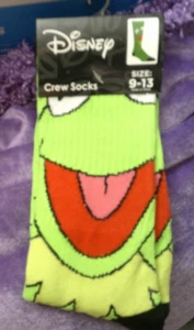 NWT Disney KERMIT THE FROG Crew Socks Size 9-13 1 PAIR NOVELTY SOCKS - Picture 1 of 1