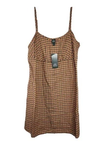 Wild Fable Women's Woven Slip Dress Brown Plaid Brown Size Small  - Picture 1 of 10