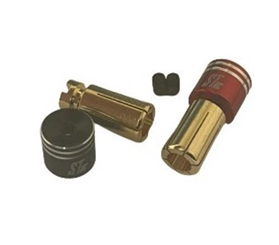 SpeedTek RC Heatsink Bullet Plug Grips w/ 8mm Bullets (Black/Red) - Image 1 of 1