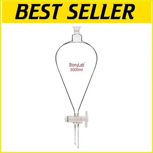 Heavy Wall 3000 ml Glass Separatory Funnel with 24/29 Joints - Lab Essential - Picture 1 of 10