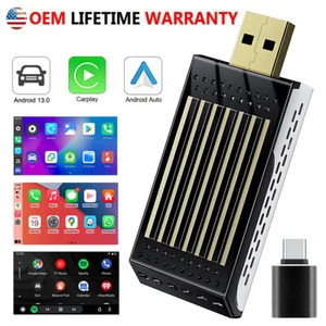 Wireless CarPlay Android Auto Adapter w/Netflix YouTube WiFi 6 Plug&Play US - Picture 1 of 14