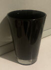 black glass vase 6in H 4.4in Wide. Base 2.5inch