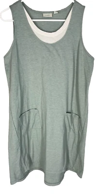 Vestido sin mangas LOGO LOUNGE Lori Goldstein talla grande verde cuello redondo verano Foto 1 de 4