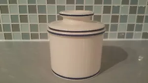 BUTTERL CROCK by L.Tremain, Inc. Butter Storage Dish White Navy Blue Butter Jar - Picture 1 of 8