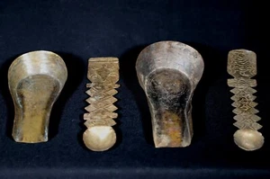 Art African -set 2 Antique Spoons And Scoops - Weigh Powder Gold Akan - Picture 1 of 6